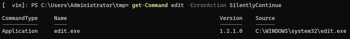 Microsoft Edit is installed, version 1.2.1.0
