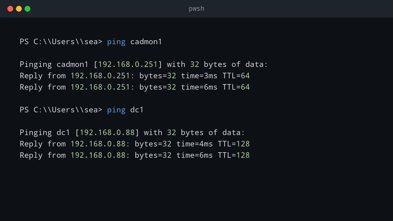 PowerShell commands probing a remote host to detect its operating system
