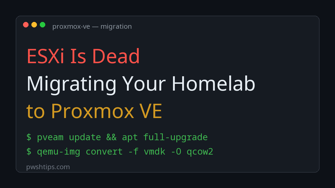 Proxmox VE web interface showing a migrated virtual machine