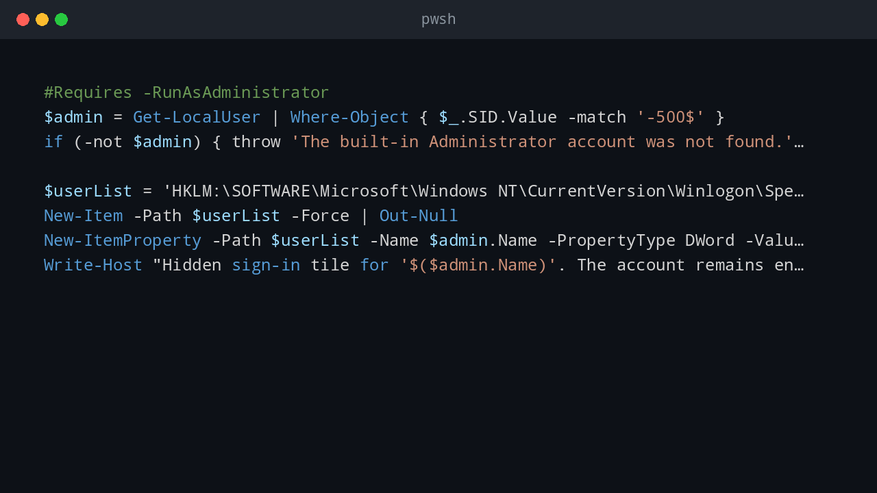 powershell code snippet