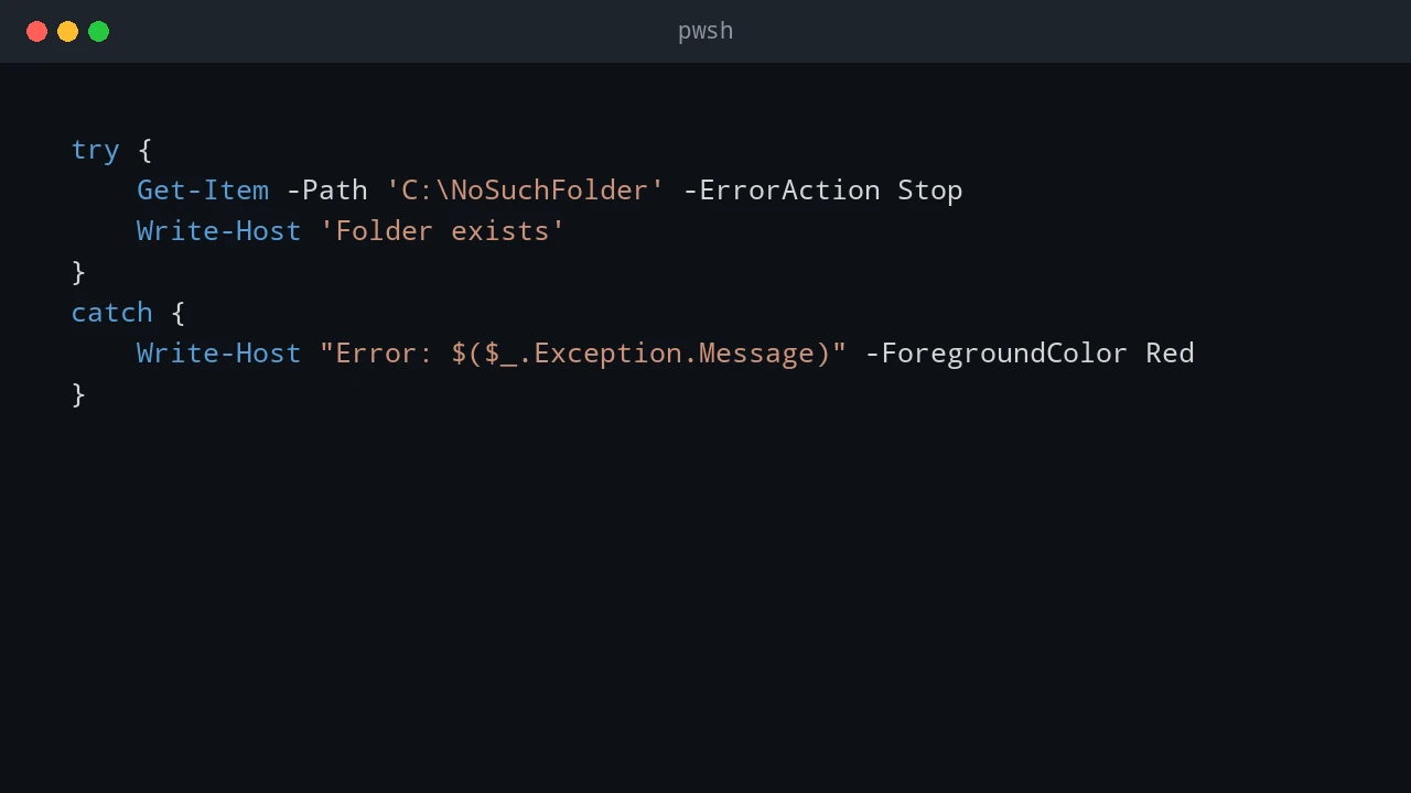 PowerShell try catch finally block writing errors to console and log file