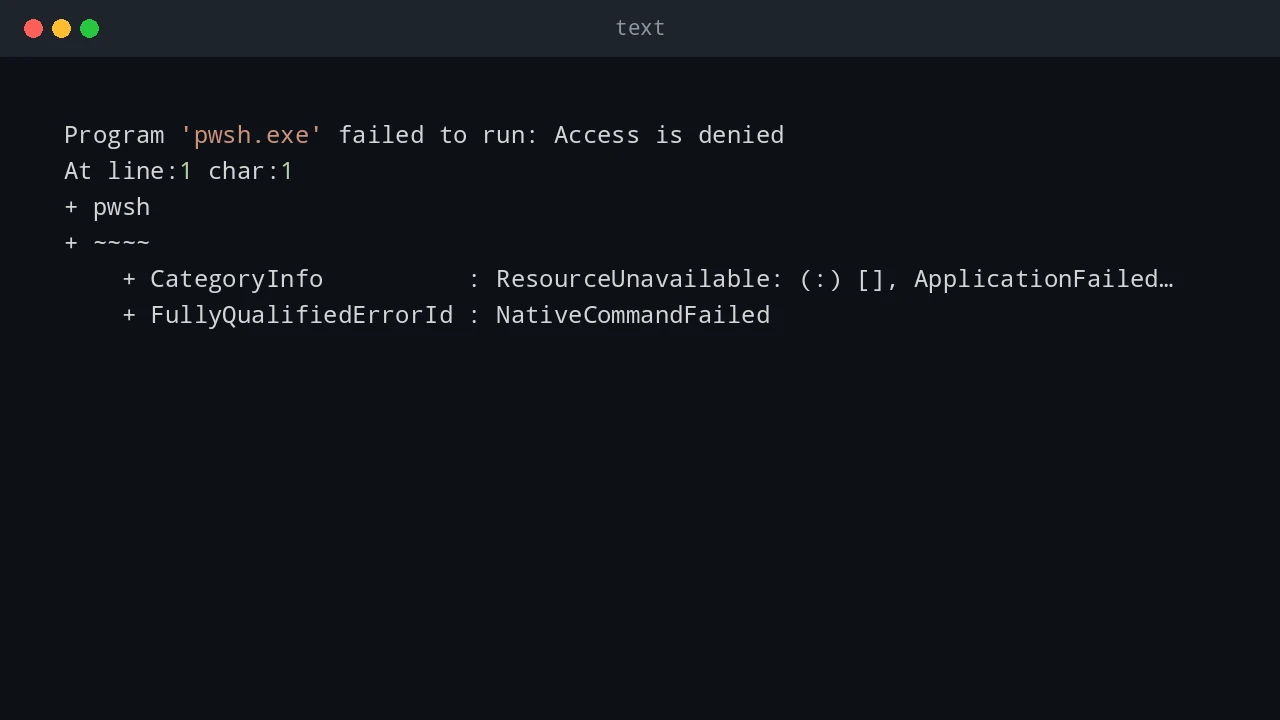 Tabby terminal showing Access is denied when launching pwsh