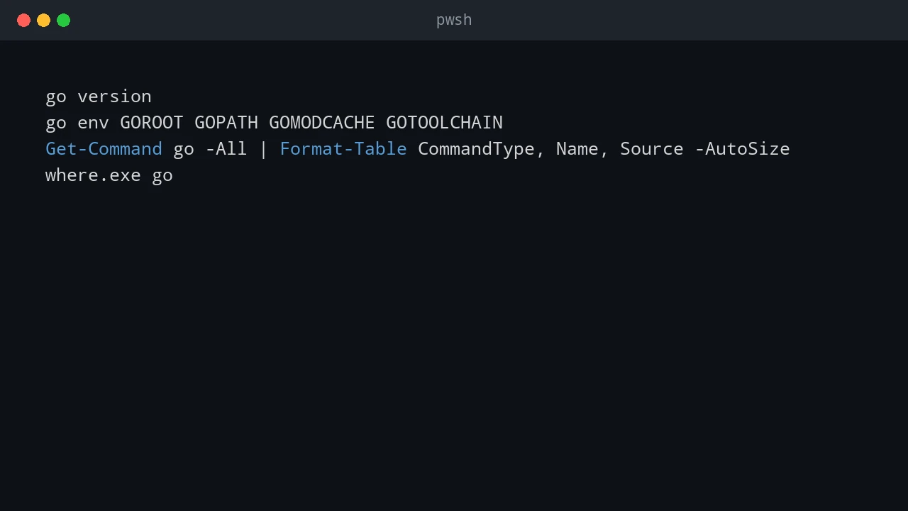 PowerShell terminal upgrading Go alongside the existing version