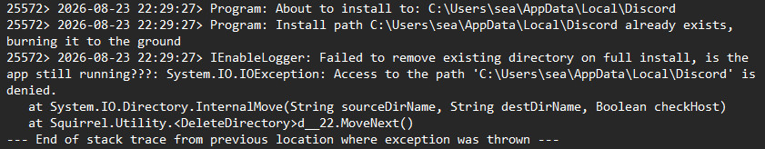 Discord Squirrel setup log access denied error