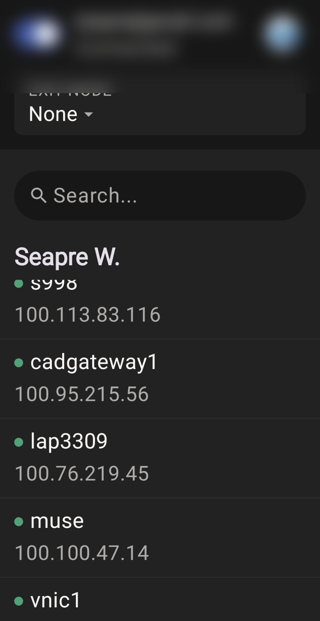 Tailscale app showing Connected status with the phone’s tailnet address